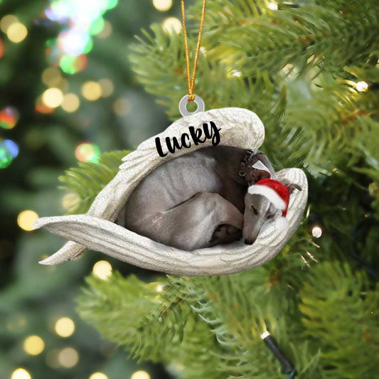 Personalized Greyhound Sleeping Angel Christmas Flat Acrylic Dog Ornament Memorial Dog Gift OO2518