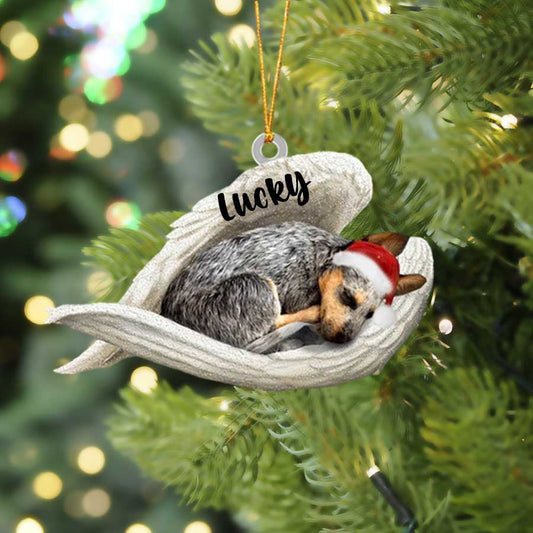 Personalized Heeler Sleeping Angel Christmas Flat Acrylic Dog Ornament Memorial Dog Gift OO2515