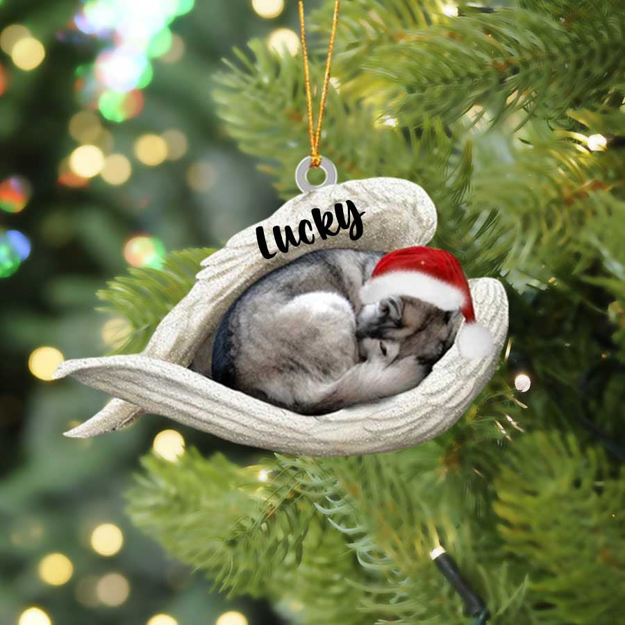 Personalized Husky Sleeping Angel Christmas Flat Acrylic Dog Ornament Memorial Dog Gift OO2514