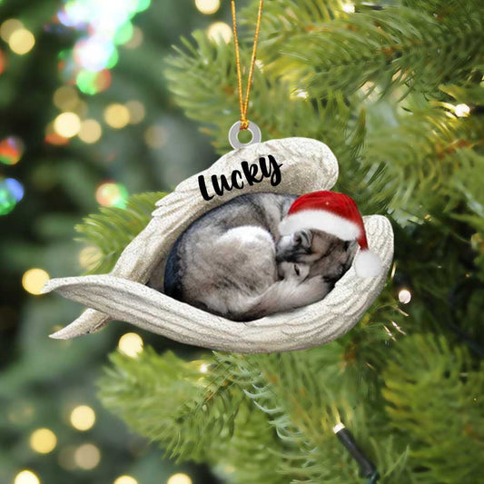 Personalized Husky Sleeping Angel Christmas Flat Acrylic Dog Ornament Memorial Dog Gift OO2514