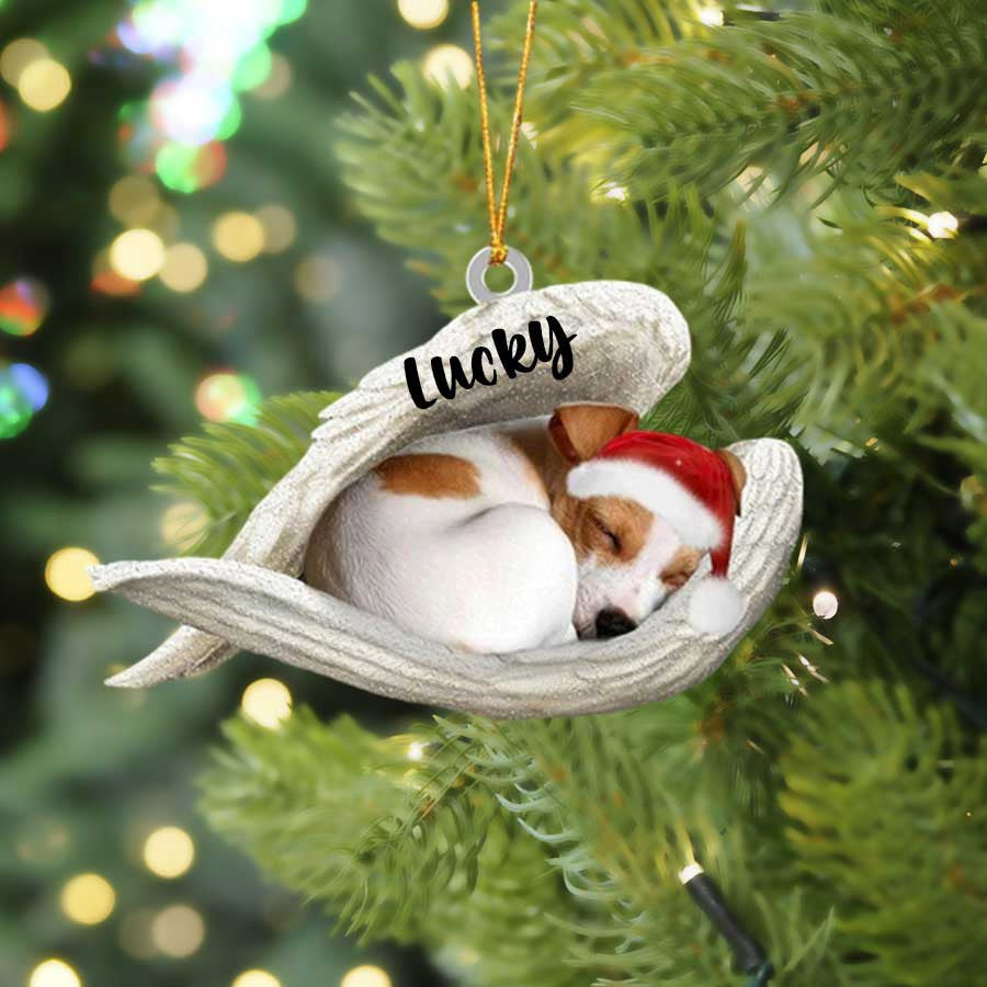 Personalized Jack Russell Terrier Sleeping Angel Christmas Flat Acrylic Dog Ornament Memorial Dog Gift OO2511