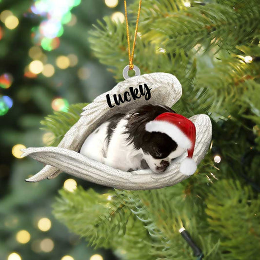 Personalized Japanese Chin Sleeping Angel Christmas Flat Acrylic Dog Ornament Memorial Dog Gift OO2510