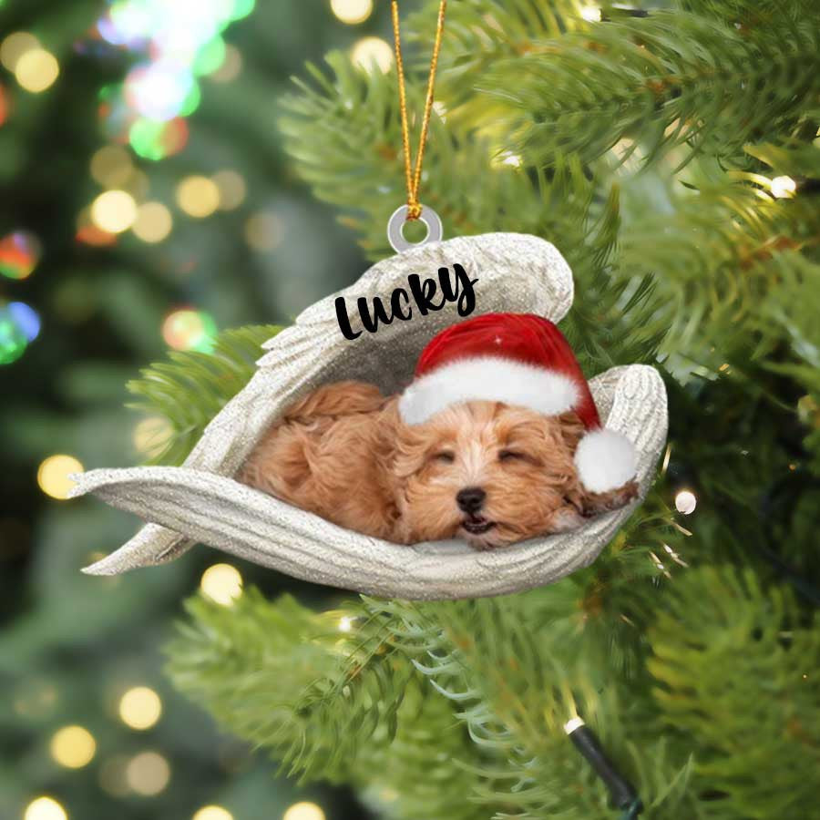 Personalized Maltipoo Sleeping Angel Christmas Flat Acrylic Dog Ornament Memorial Dog Gift OO2503