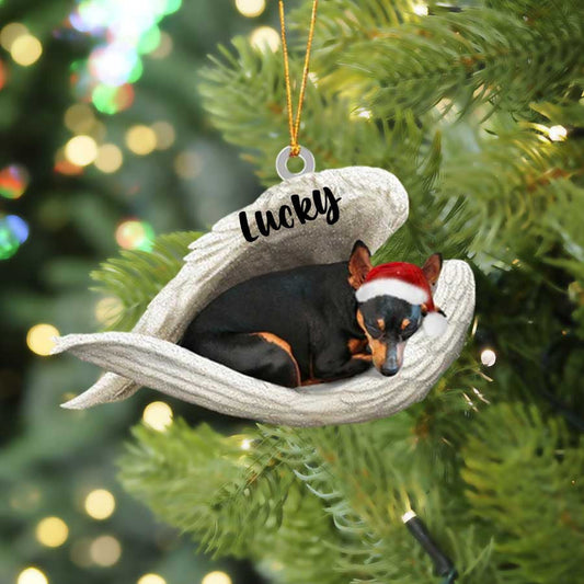 Personalized Miniature Pinscher Sleeping Angel Christmas Flat Acrylic Dog Ornament Memorial Dog Gift OO2501
