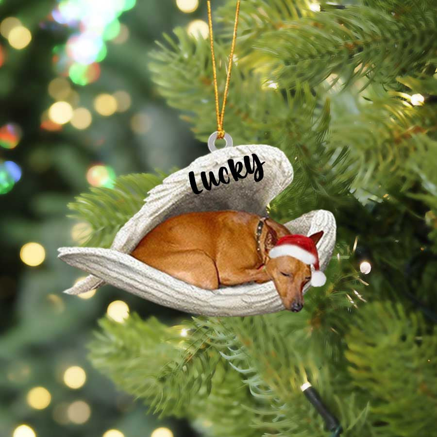 Personalized Miniature Pinscher Sleeping Angel Christmas Flat Acrylic Dog Ornament Memorial Dog Gift OO2501