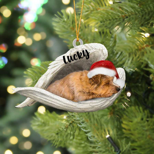 Personalized Norfolk Terrier Sleeping Angel Christmas Flat Acrylic Dog Ornament Memorial Dog Gift OO2498