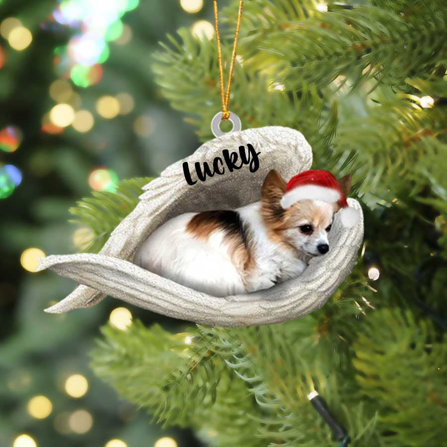 Personalized Papillon Sleeping Angel Christmas Flat Acrylic Dog Ornament Memorial Dog Gift OO2495
