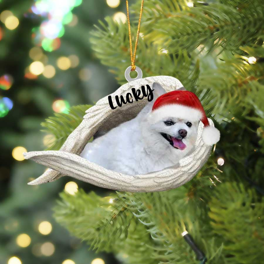 Personalized Pomeranian Sleeping Angel Christmas Flat Acrylic Dog Ornament Memorial Dog Gift OO2492
