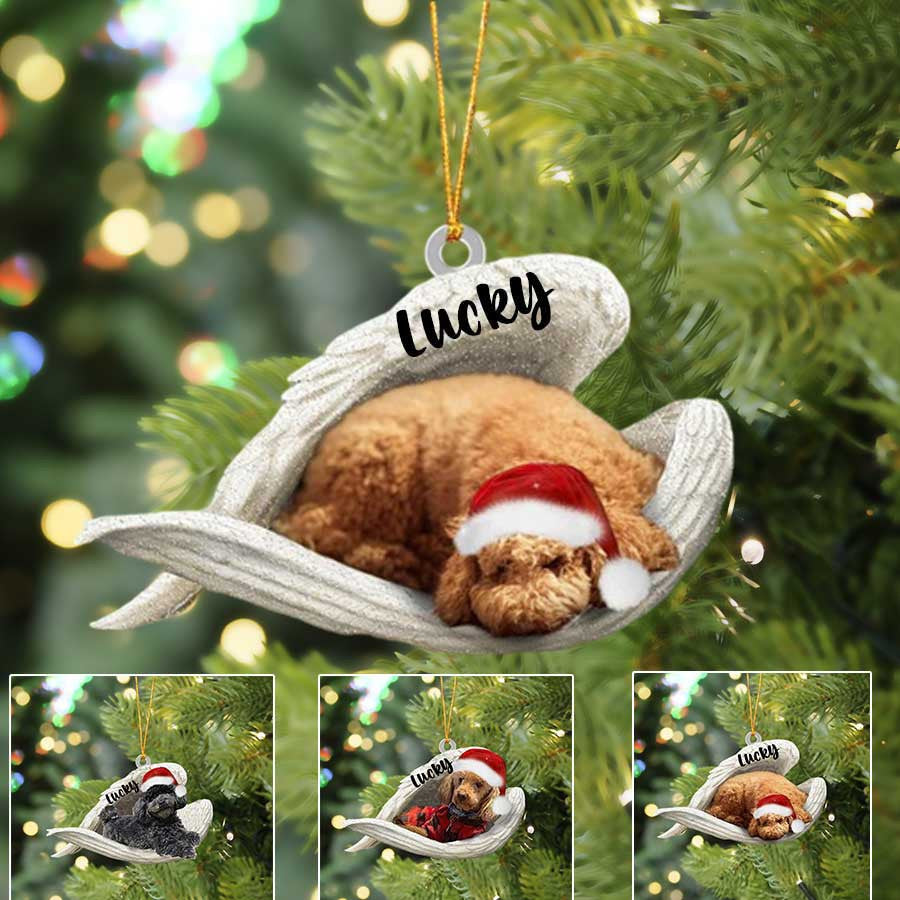 Personalized Poodle Sleeping Angel Christmas Flat Acrylic Dog Ornament Memorial Dog Gift OO2491