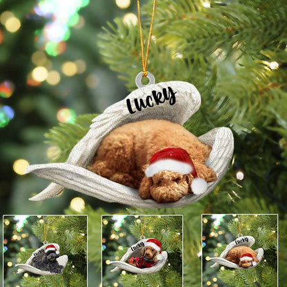 Personalized Poodle Sleeping Angel Christmas Flat Acrylic Dog Ornament Memorial Dog Gift OO2491
