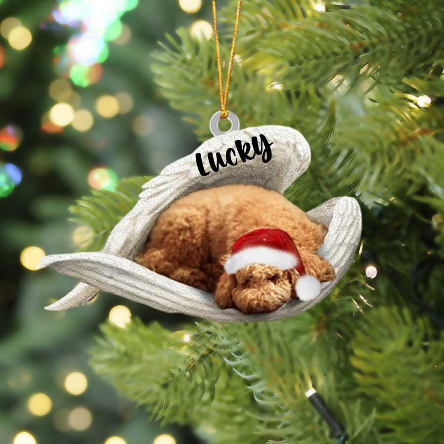 Personalized Poodle Sleeping Angel Christmas Flat Acrylic Dog Ornament Memorial Dog Gift OO2491