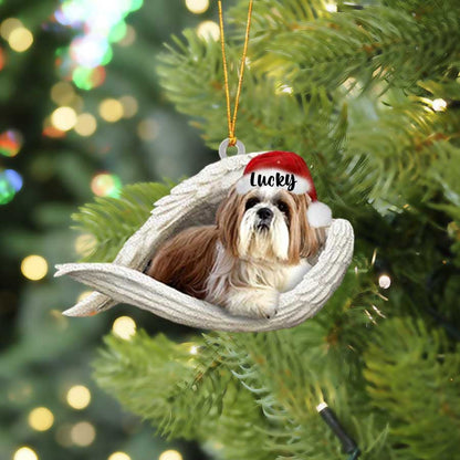 Personalized Portuguese Water Dog Sleeping Angel Christmas Flat Acrylic Dog Ornament Memorial Dog Gift 1 OO2489