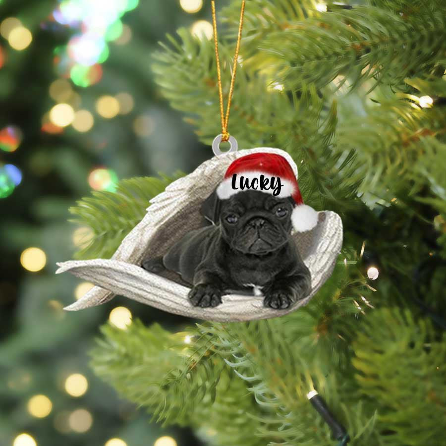 Personalized Pug Sleeping Angel Christmas Flat Acrylic Dog Ornament Memorial Dog Gift OO2488