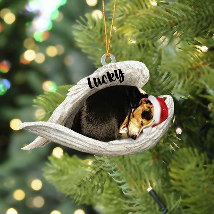 Personalized Rat Terrier Sleeping Angel Christmas Flat Acrylic Dog Ornament Memorial Dog Gift OO2487