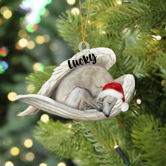 Personalized Saluki Sleeping Angel Christmas Flat Acrylic Dog Ornament Memorial Dog Gift OO2482