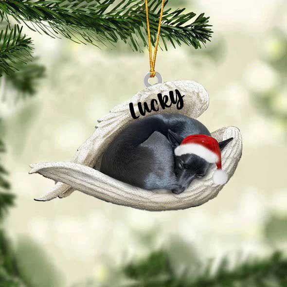 Personalized Schipperke Sleeping Angel Christmas Flat Acrylic Dog Ornament Memorial Dog Gift OO2481