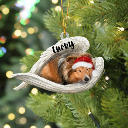 Personalized Sheltie Sleeping Angel Christmas Flat Acrylic Dog Ornament Memorial Dog Gift 1 OO2478