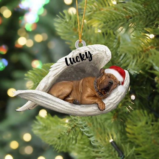 Personalized Tosa Sleeping Angel Christmas Flat Acrylic Dog Ornament Memorial Dog Gift OO2474