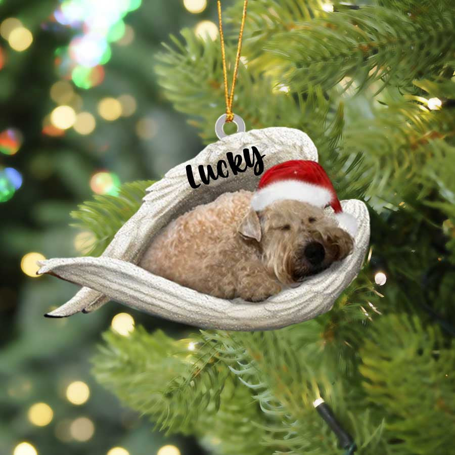 Personalized Wheaten Terrier Sleeping Angel Christmas Flat Acrylic Dog Ornament Memorial Dog Gift OO2471