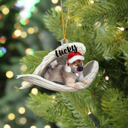 Personalized White Poodle Sleeping Angel Christmas Flat Acrylic Dog Ornament Memorial Dog Gift OO2468