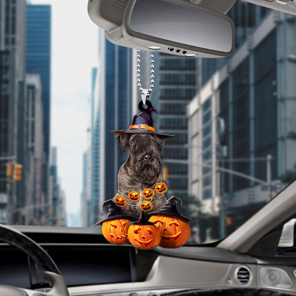 Cesky Terrier Dog Halloween Pumpkin Scary Car Ornament OO1293