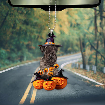 Cesky Terrier Dog Halloween Pumpkin Scary Car Ornament OO1293