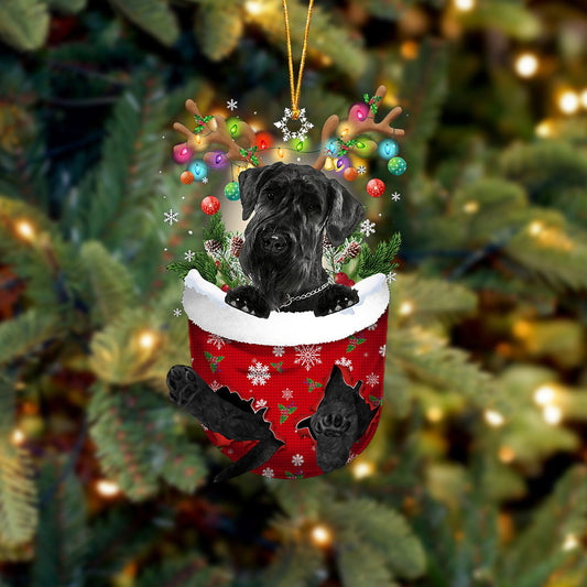 Giant Schnauzer In Snow Pocket Christmas Ornament Flat Acrylic Dog Ornament OO2437