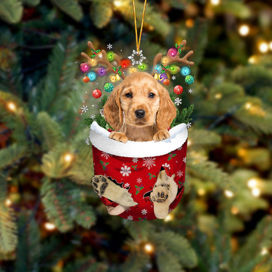GOLDEN Cocker Spaniel In Snow Pocket Christmas Ornament Flat Acrylic Dog Ornament OO2444