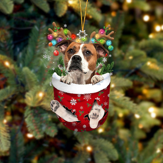 American Bulldog 1 In Snow Pocket Christmas Ornament Flat Acrylic Dog Ornament OO2445