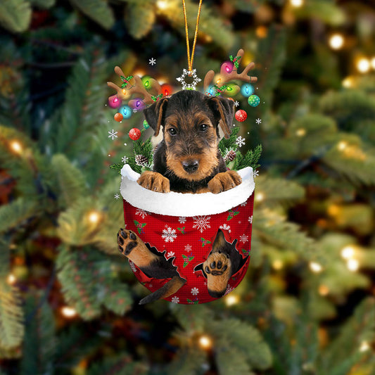 Airedale Terrier In Snow Pocket Christmas Ornament Flat Acrylic Dog Ornament OO2430