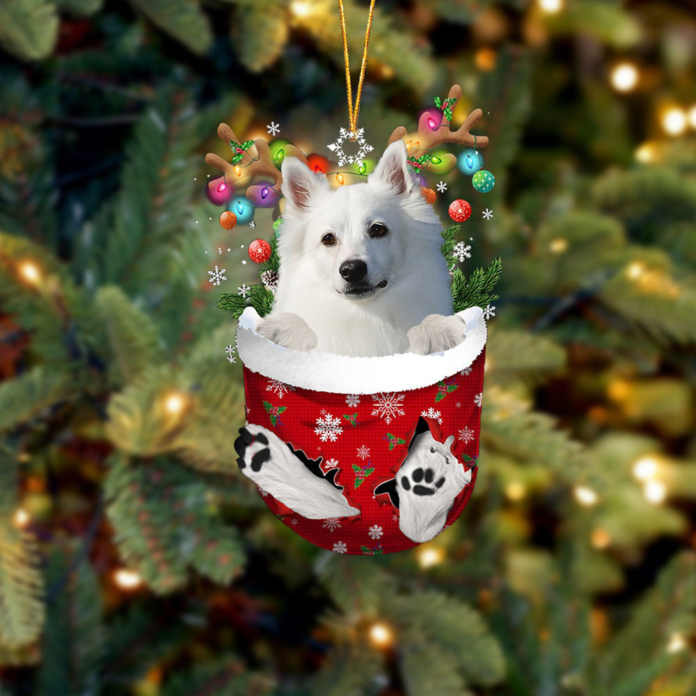 American Eskimo In Snow Pocket Christmas Ornament Flat Acrylic Dog Ornament OO2414