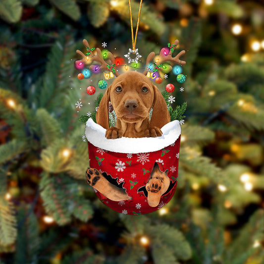 Vizsla In Snow Pocket Christmas Ornament Flat Acrylic Dog Ornament OO2416