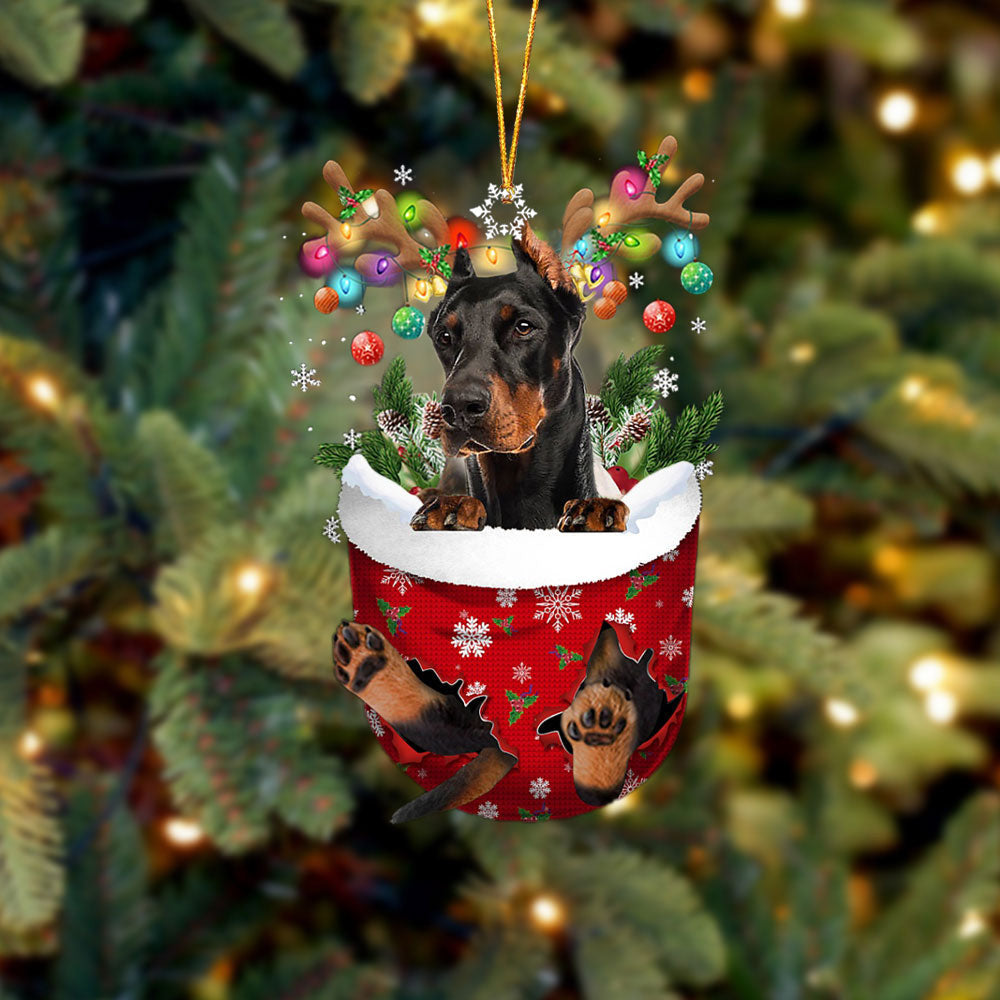 Dobermann 1In Snow Pocket Christmas Ornament Flat Acrylic Dog Ornament OO2402