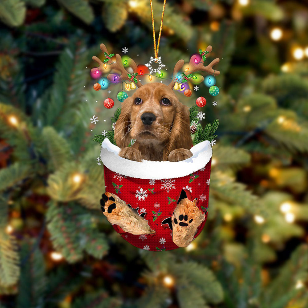 English Cocker Spaniel In Snow Pocket Christmas Ornament Flat Acrylic Dog Ornament OO2396
