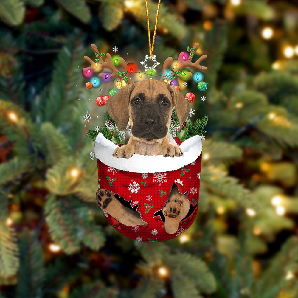 Great Dane In Snow Pocket Christmas Ornament Flat Acrylic Dog Ornament OO2387