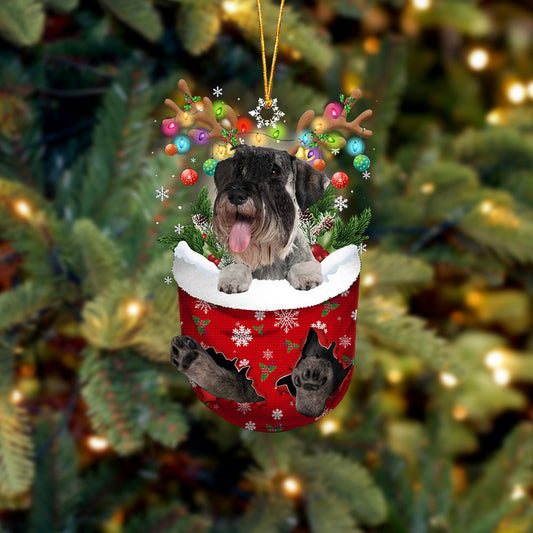 Standard Schnauzer In Snow Pocket Christmas Ornament Flat Acrylic Dog Ornament OO2389