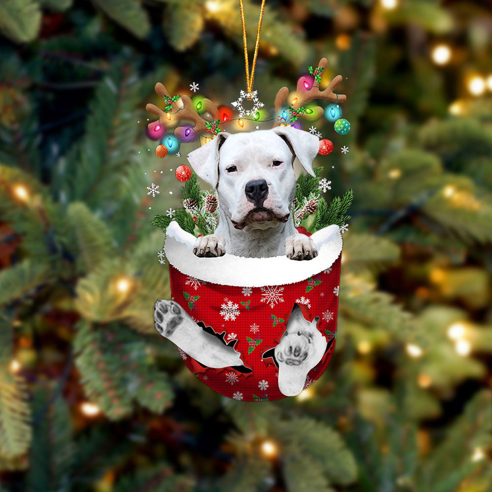 Dogo Argentino In Snow Pocket Christmas Ornament Flat Acrylic Dog Ornament OO2375