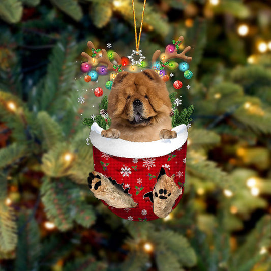 Chow Chow 1 In Snow Pocket Christmas Ornament Flat Acrylic Dog Ornament OO2377