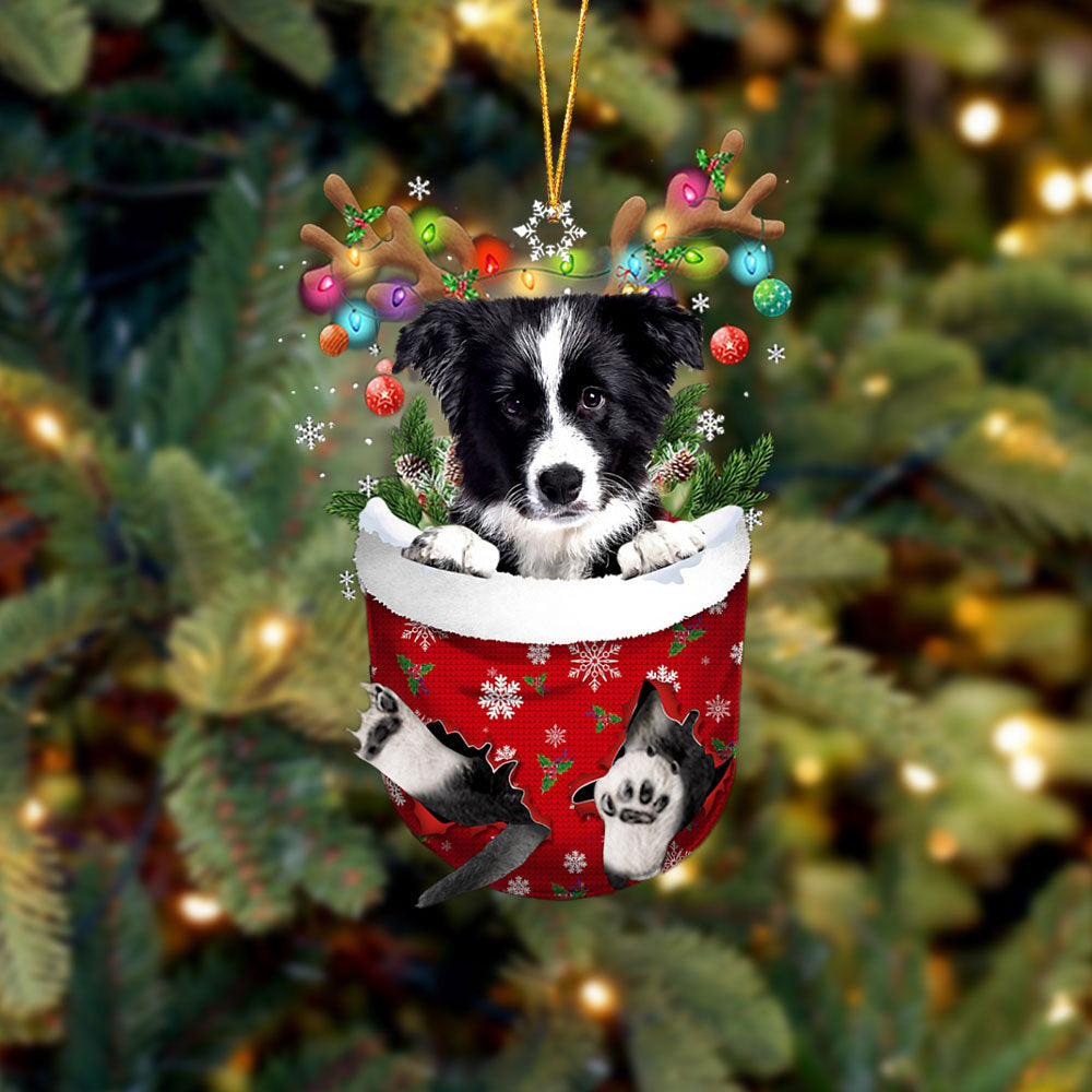 Border Collie In Snow Pocket Christmas Ornament Flat Acrylic Dog Ornament OO2357
