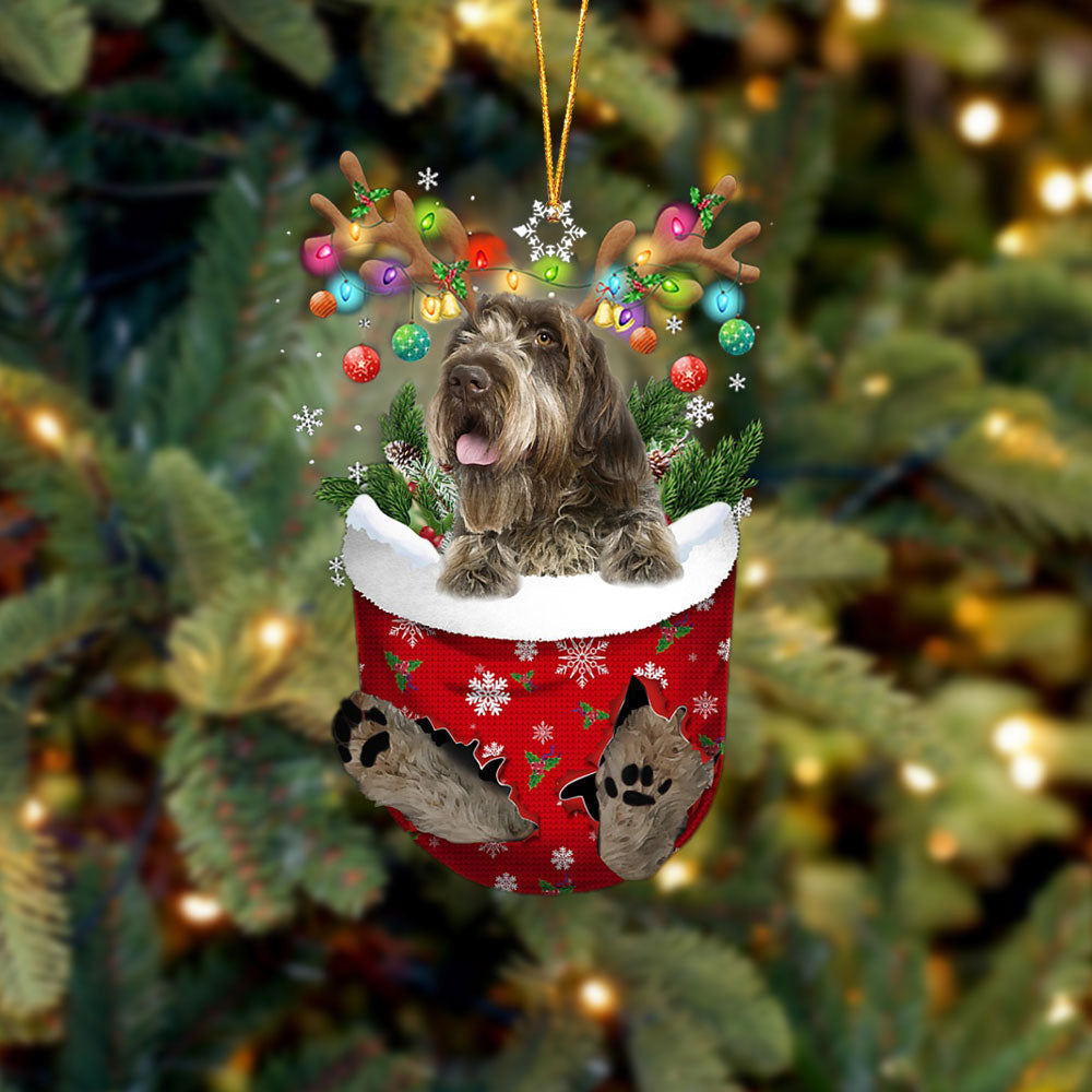 Wirehaired Pointing Griffon In Snow Pocket Christmas Ornament Flat Acrylic Dog Ornament OO2363