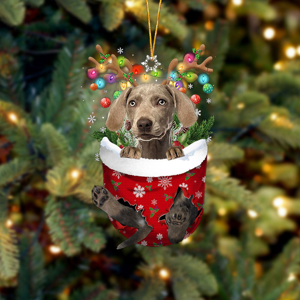 Weimaraner 2 In Snow Pocket Christmas Ornament Flat Acrylic Dog Ornament OO2358