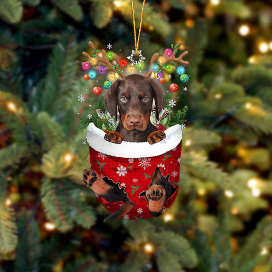Dobermann In Snow Pocket Christmas Ornament Flat Acrylic Dog Ornament OO2346