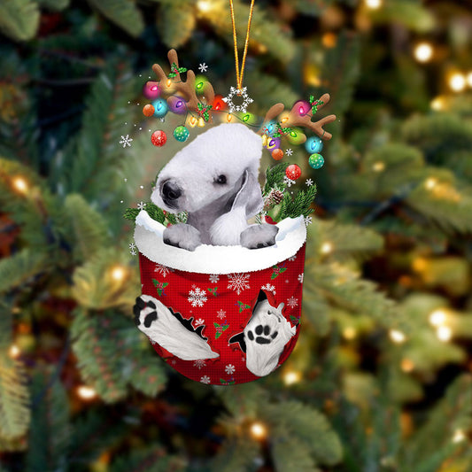 Bedlington Terrier In Snow Pocket Christmas Ornament Flat Acrylic Dog Ornament OO2338