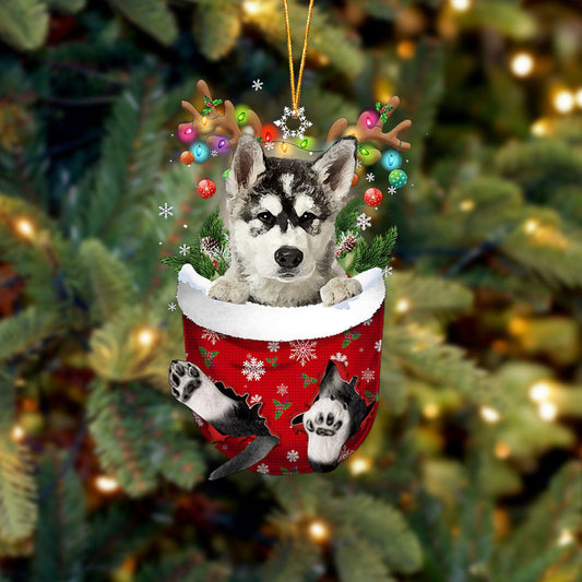 Alaskan Malamutes In Snow Pocket Christmas Ornament Flat Acrylic Dog Ornament OO2341