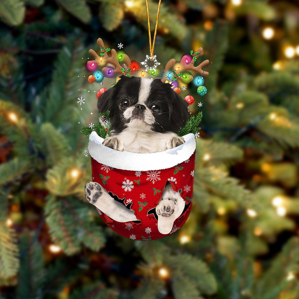 Japanese Chin 2 In Snow Pocket Christmas Ornament Flat Acrylic Dog Ornament OO2337
