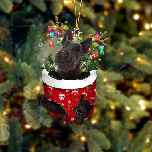 Scottish Terrier In Snow Pocket Christmas Ornament Flat Acrylic Dog Ornament OO2339