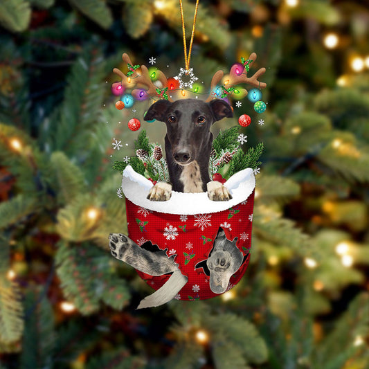 Greyhound In Snow Pocket Christmas Ornament Flat Acrylic Dog Ornament OO2334
