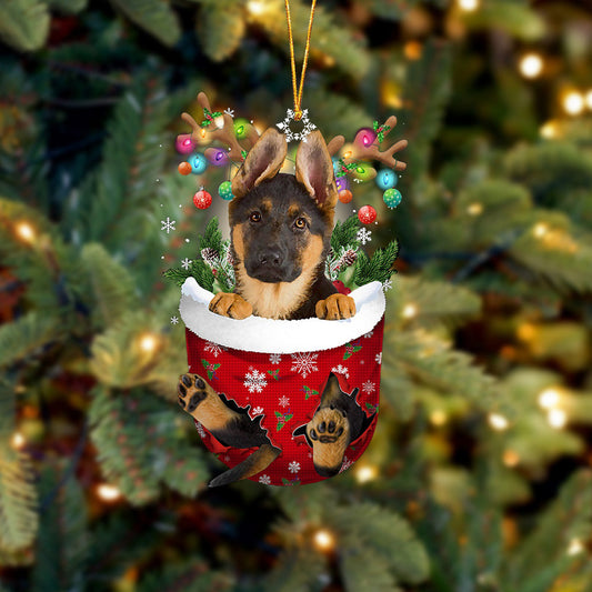 German Shepherd In Snow Pocket Christmas Ornament Flat Acrylic Dog Ornament OO2340