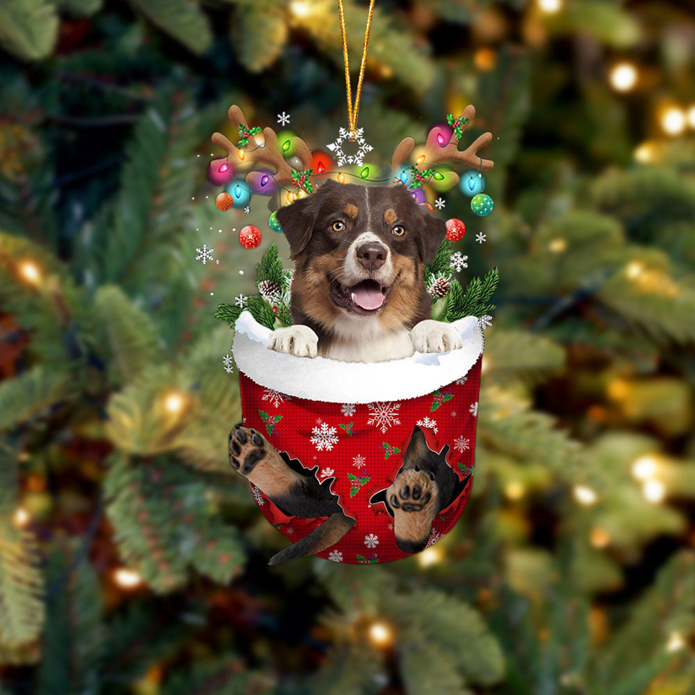 Australian Shepherd 3 In Snow Pocket Christmas Ornament Flat Acrylic Dog Ornament OO2333