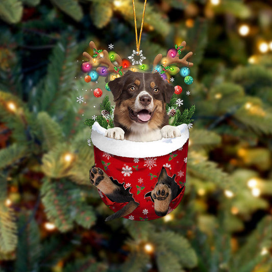 Australian Shepherd 3 In Snow Pocket Christmas Ornament Flat Acrylic Dog Ornament OO2333